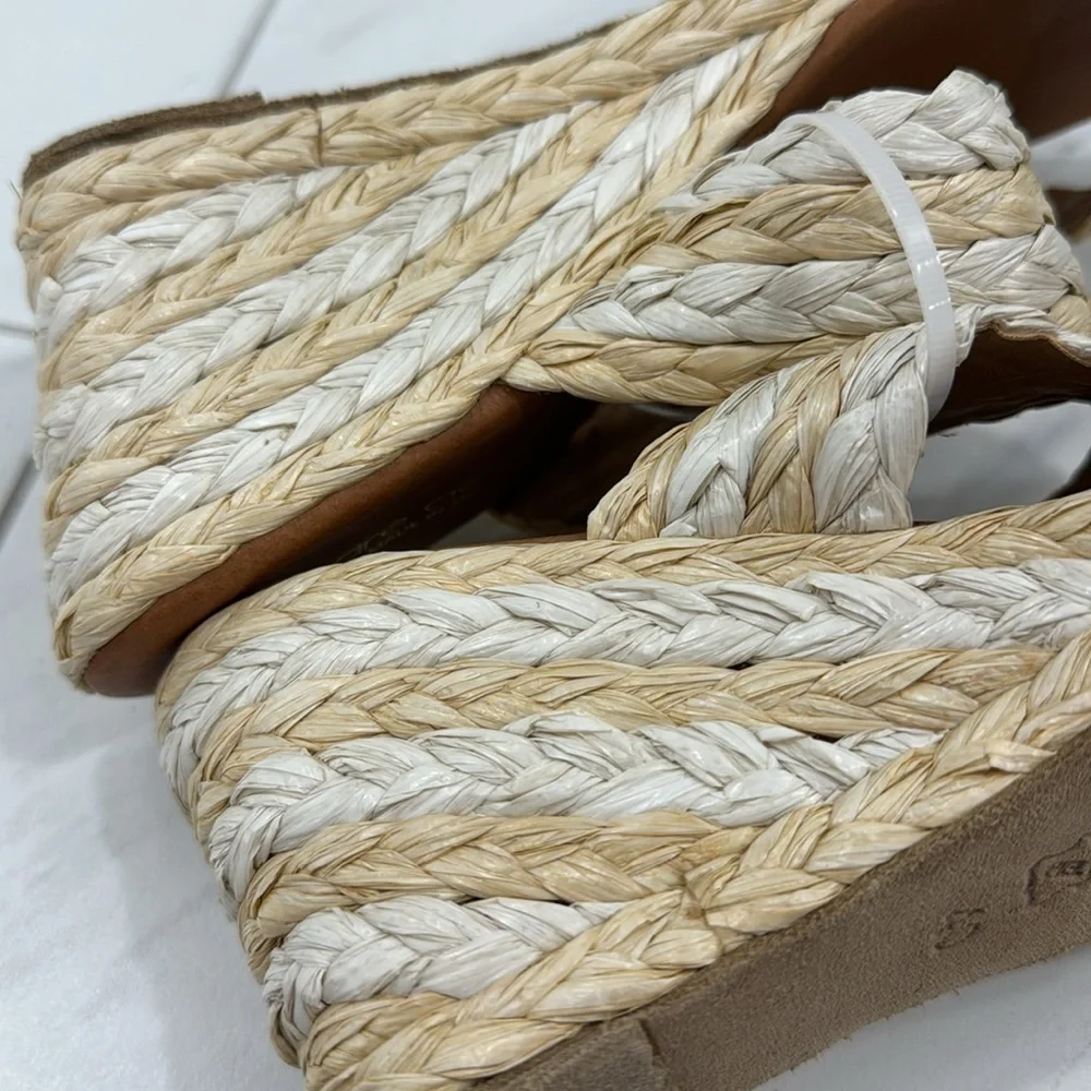 NEW! André Assous Nolita Raffia Wedge Slide Sandal - Size 40